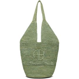 ANINE BING ANINE BING Green Leah Logo Raffia Bag