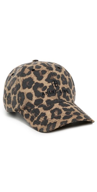 ANINE BING ANINE BING Jeremy Baseball Cap Black and Brown Leopard One