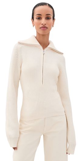 ANINE BING ANINE BING June Trucker Collar Sweater Ecru