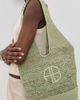 ANINE BING ANINE BING Leah Raffia Logo Hobo Bag Sea Foam Green One - 3