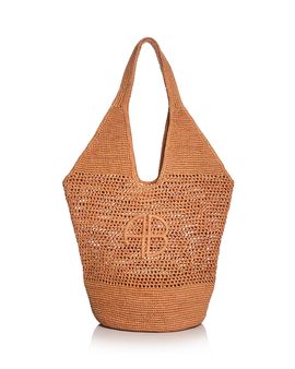 Anine Bing Anine Bing Leah Small Logo Raffia Hobo Bag