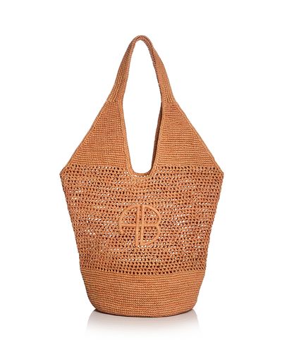 Anine Bing Anine Bing Leah Small Logo Raffia Hobo Bag