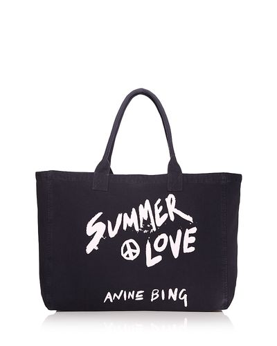 Anine Bing Anine Bing Leo Large Black Denim Canvas Tote Bag