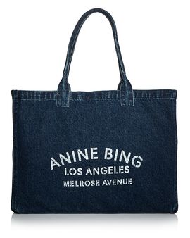 Anine Bing Anine Bing Leo Large Logo Denim Tote Bag