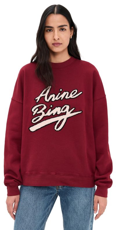 ANINE BING ANINE BING Miles Chenille Signature Sweatshirt Cabernet