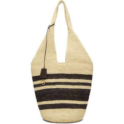 ANINE BING ANINE BING Off-White & Brown Leah Stripes Raffia Bag