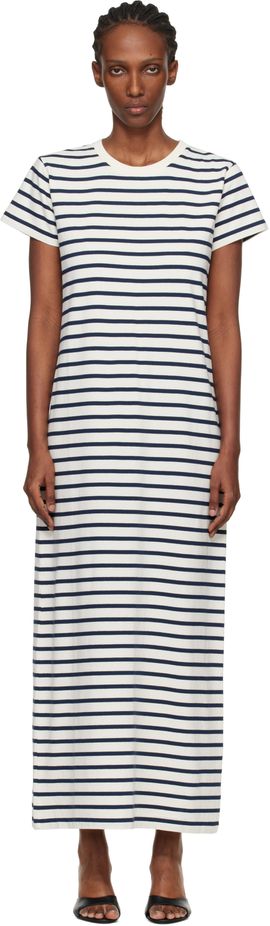 ANINE BING ANINE BING Off-White & Navy Wynne Stripe Midi Dress