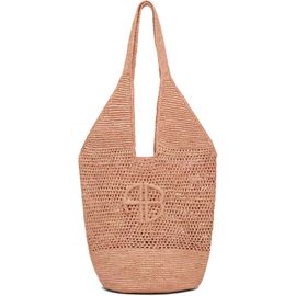 ANINE BING ANINE BING Pink Leah Logo Raffia Bag