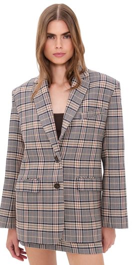 ANINE BING ANINE BING Quinn Check Blazer Beige And Navy Checks