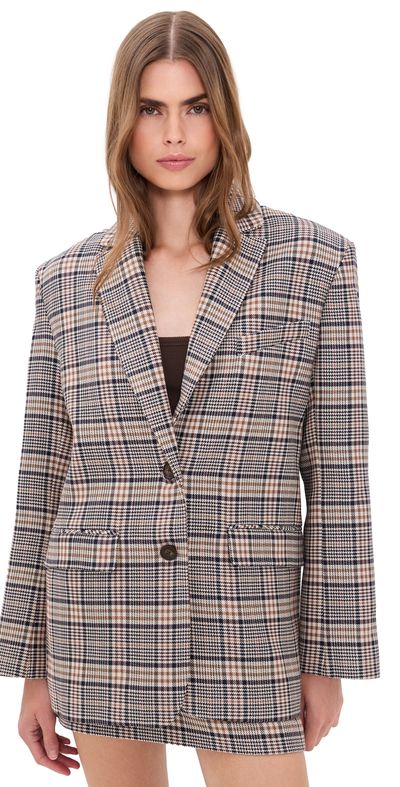 ANINE BING ANINE BING Quinn Check Blazer Beige And Navy Checks