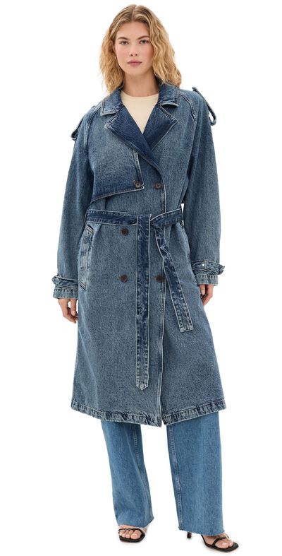 ANINE BING ANINE BING Rickie Denim Maxi Trench Cabana Blue