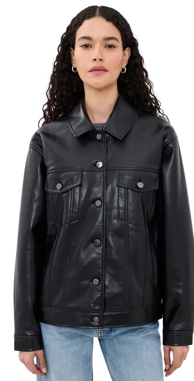 ANINE BING ANINE BING Rory Jacket in Black Recycled Leather Black Recycled Leather