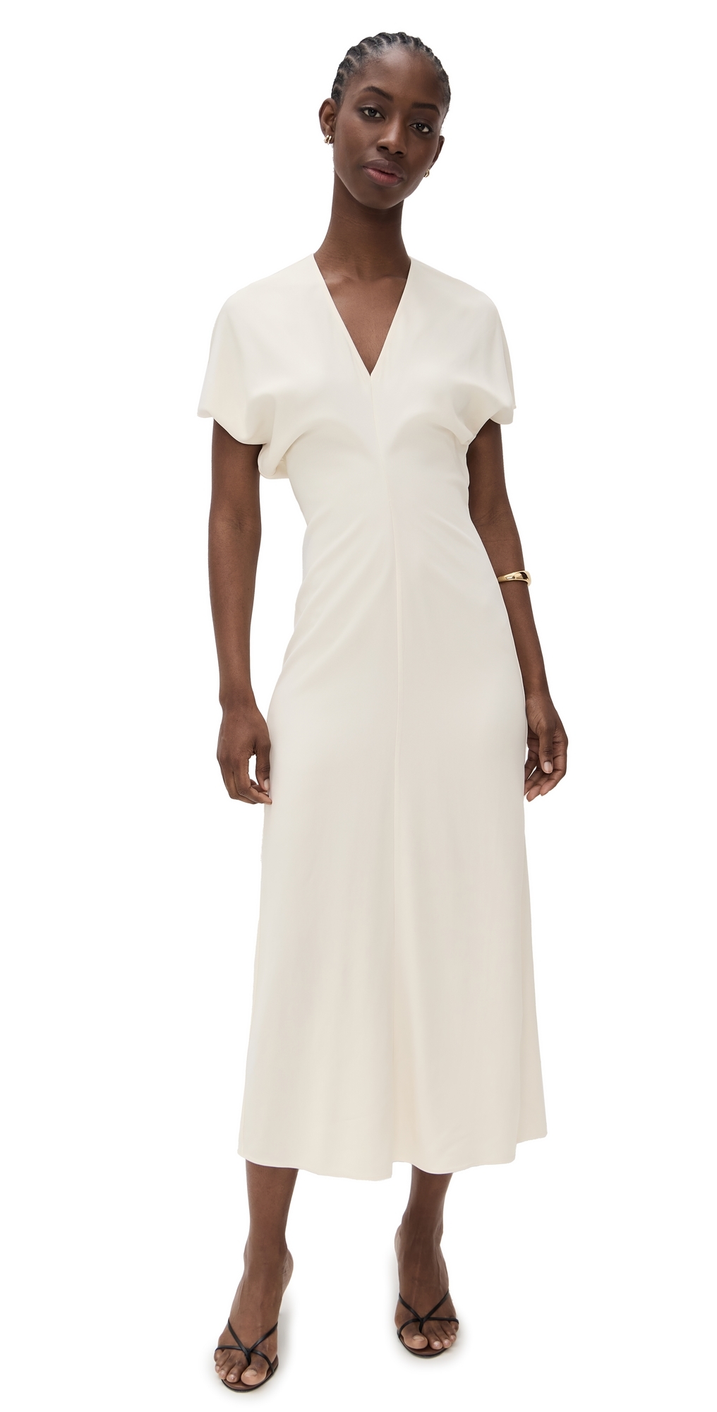 anine bing white silk dress Anine Bing Ivory Satin Slip Dress by Anine Bing