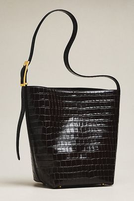 Anine Bing Elly Leather Embossed Bucket Bag
