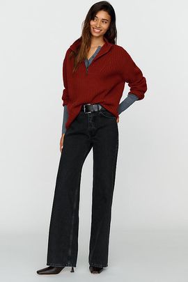 Anine Bing Hugh High Rise Straight Leg Jeans