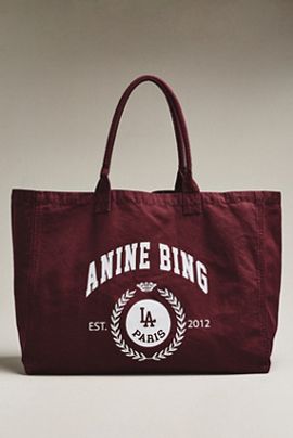 Anine Bing Leo Collegiate Canvas Tote Bag