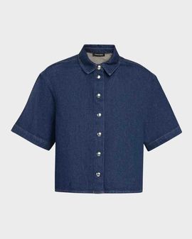 ANINE BING Lincoln Denim Crop Shirt