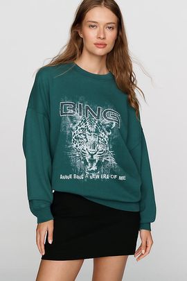 Anine Bing Miles 100% Cotton Leopard Sweatshirt