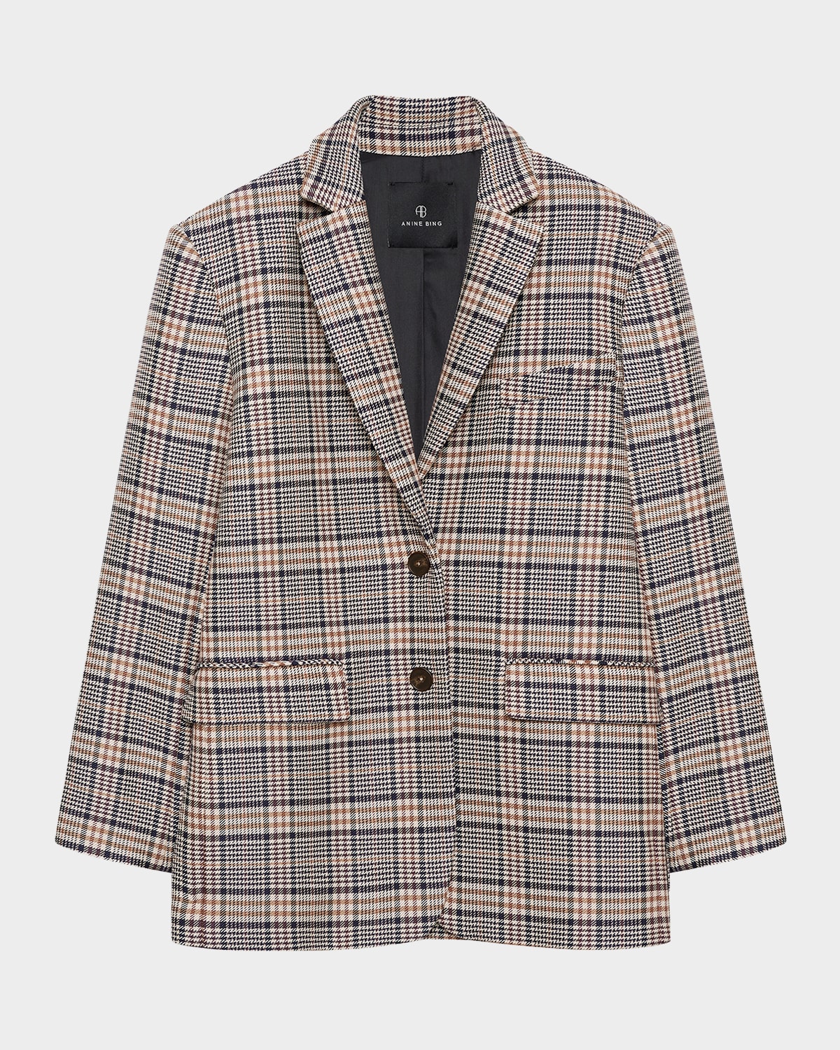 ANINE BING Quinn Check Single-Breasted Blazer