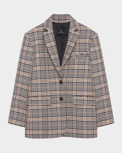 ANINE BING Quinn Check Single-Breasted Blazer