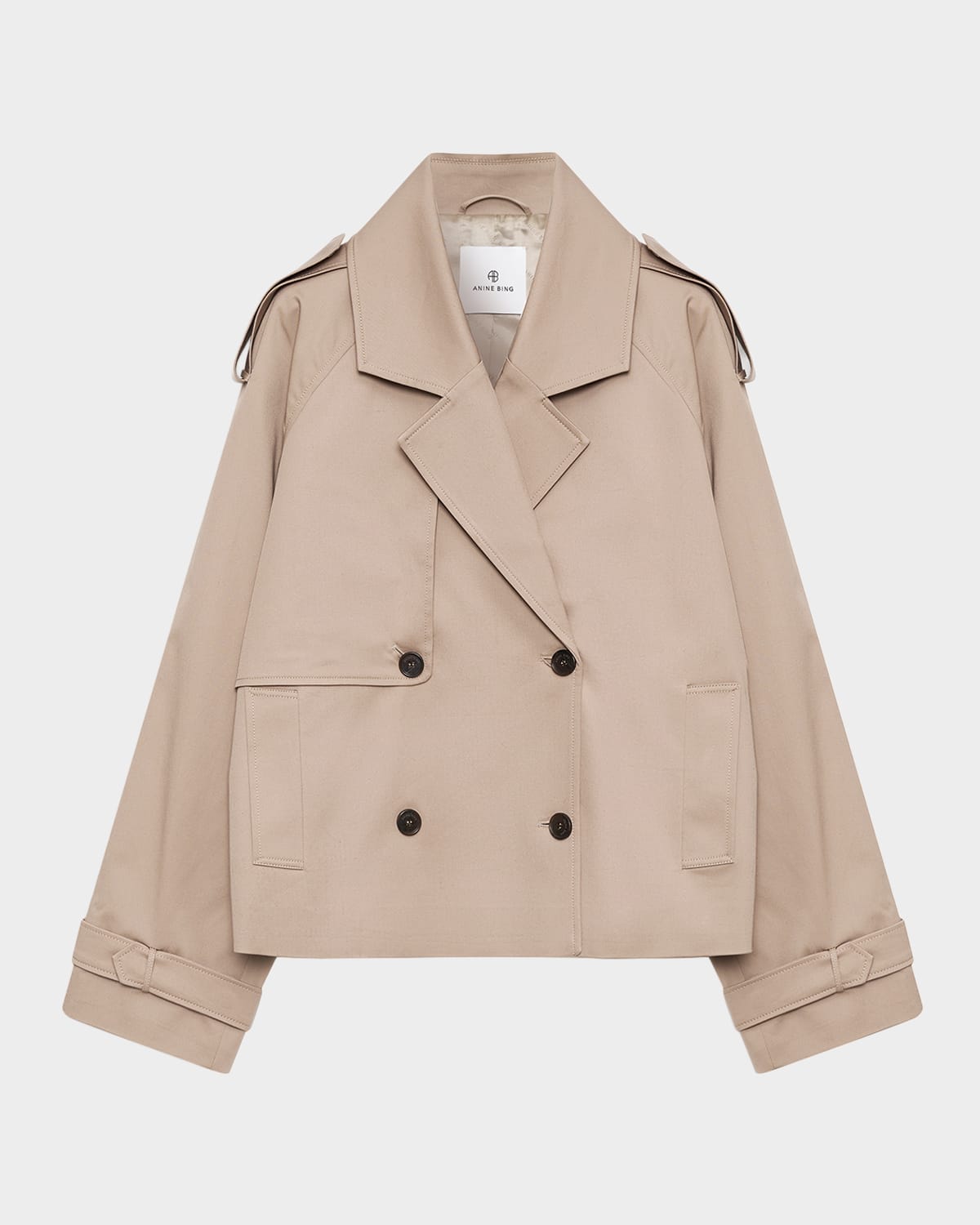 ANINE BING Rickie Cropped Trench Coat