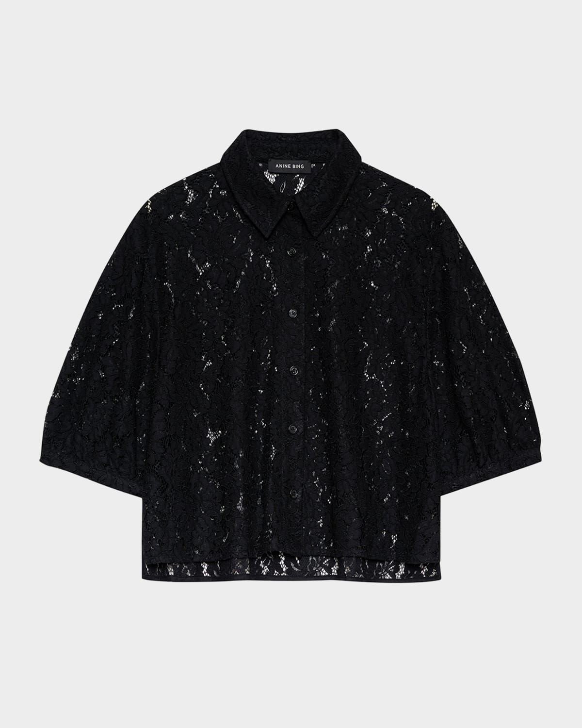 ANINE BING Shayna Lace Crop Top