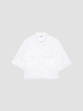 Anine Bing Women's Edith Linen-Blend Crop Shirt
