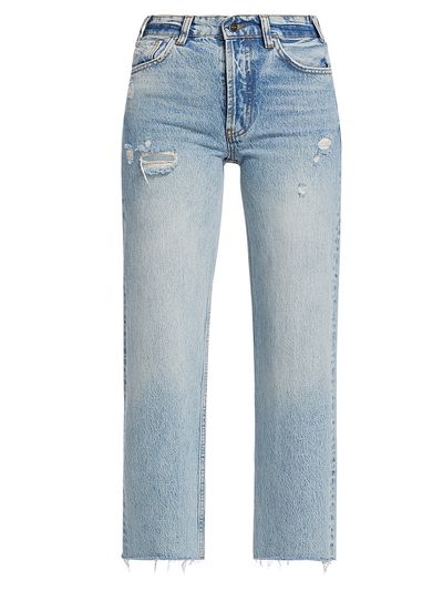 Anine Bing Women's Gavin High-Rise Distressed Wide Crop Jeans