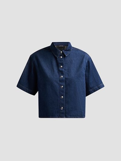 ANINE BING Women's Lincoln Denim Crop Shirt