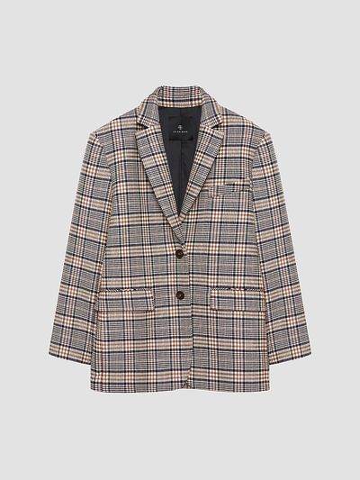 ANINE BING Women's Quinn Plaid Oversized Blazer