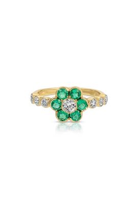 Anita Ko Anita Ko 18k Gold Emerald & Diamond Flower Ring