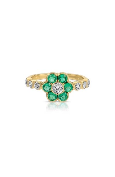 Anita Ko Anita Ko 18k Gold Emerald & Diamond Flower Ring