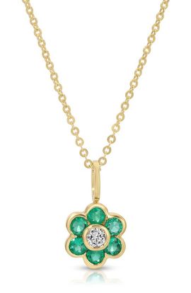 Anita Ko Anita Ko Flora 18k Gold Emerald & Diamond Necklace