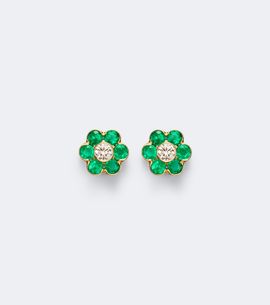 Anita Ko Anita Ko Flora 18kt gold earrings with emeralds and diamond