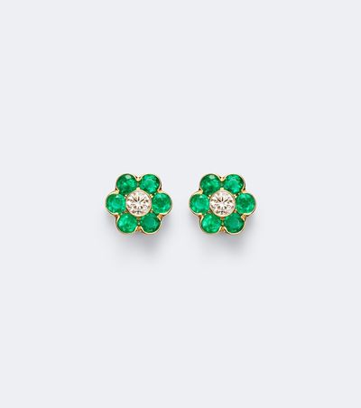 Anita Ko Anita Ko Flora 18kt gold earrings with emeralds and diamond
