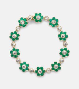 Anita Ko Anita Ko Flora 18kt yellow gold bracelet with emeralds and diamonds