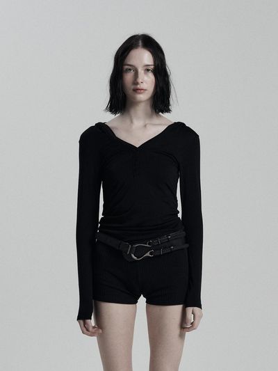 ANIV Button Long Sleeve Hoodie [Black]