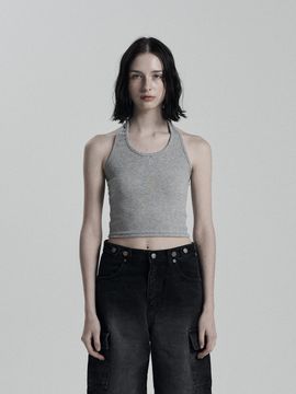 ANIV Halter-Neck Sleeveless Premium Top [Gray]