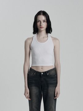 ANIV Halter-neck Sleeveless Top [Beige]