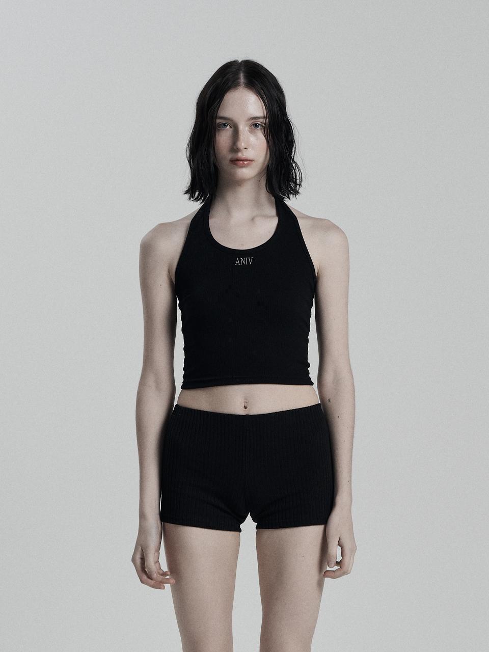 ANIV Halter-neck Sleeveless Top [Black]