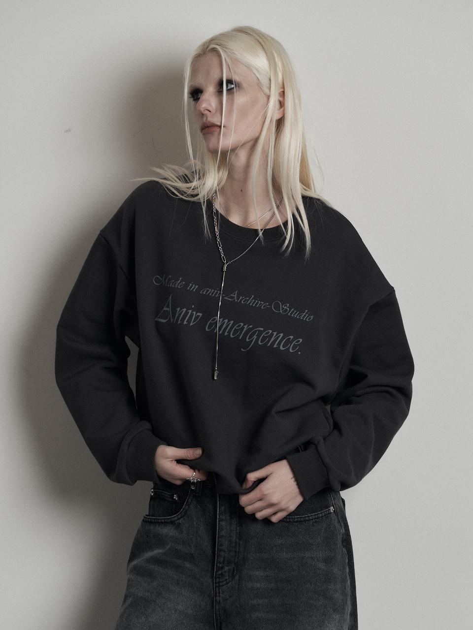ANIV Oversized Cotton-Polyester Sweat Shirt [Charcoal]