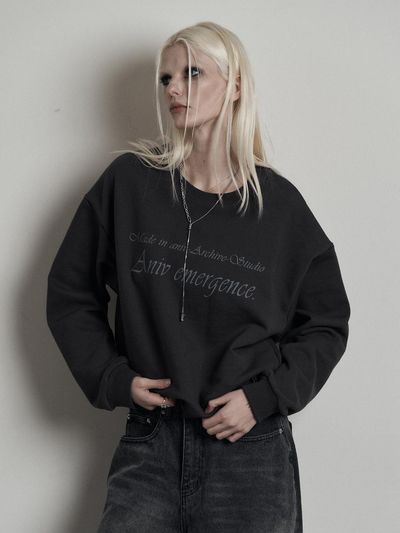 ANIV Oversized Cotton-Polyester Sweat Shirt [Charcoal]