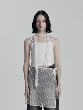 ANIV Square Neck Button Detail Sleeveless Top [Beige]