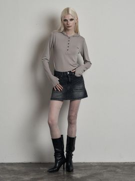 ANIV Zipper Denim Vintage Skirt [Blue]