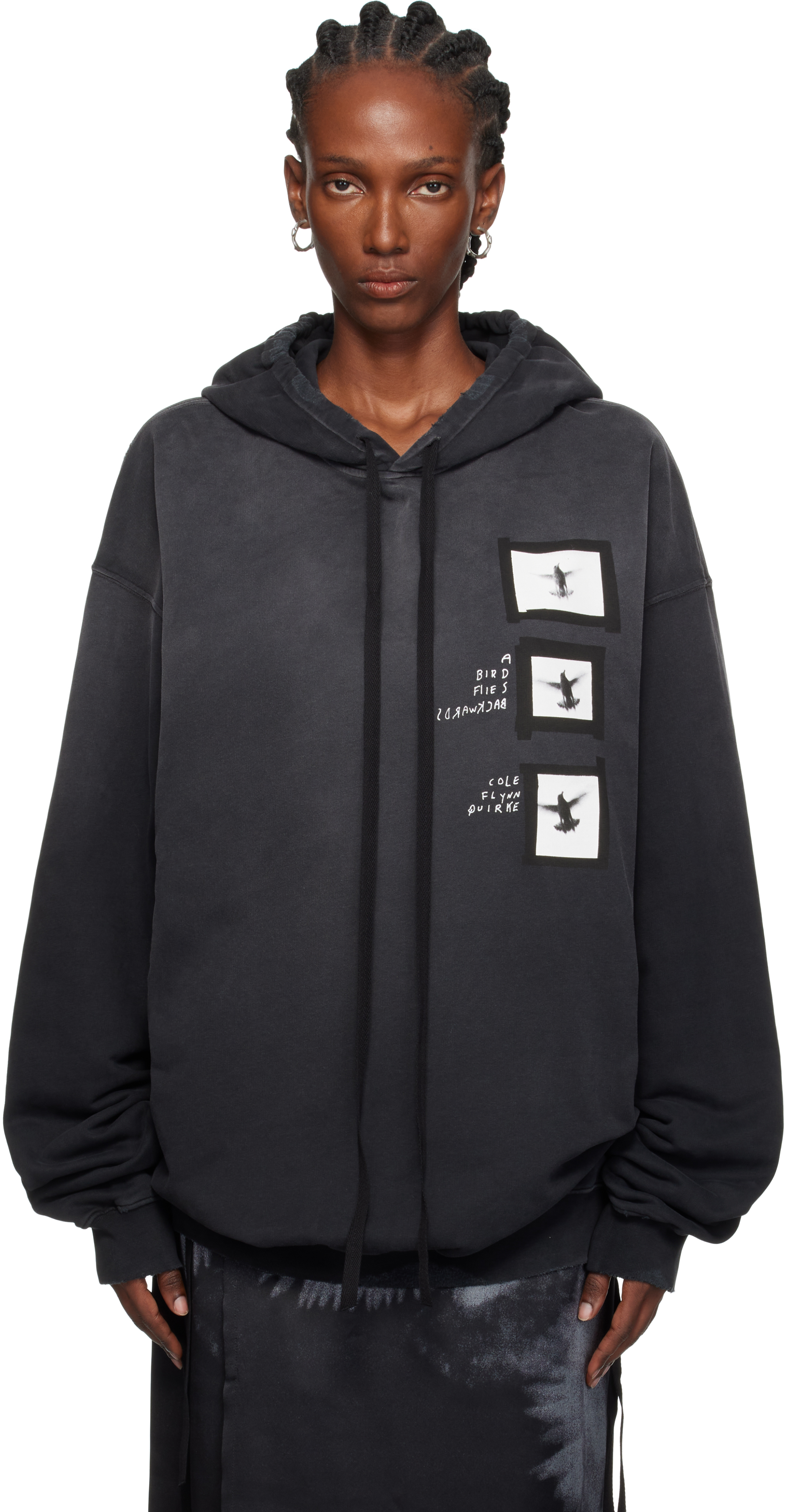 Ann Demeulemeester - Black Anne Marie 'Doves' High Comfort Hoodie