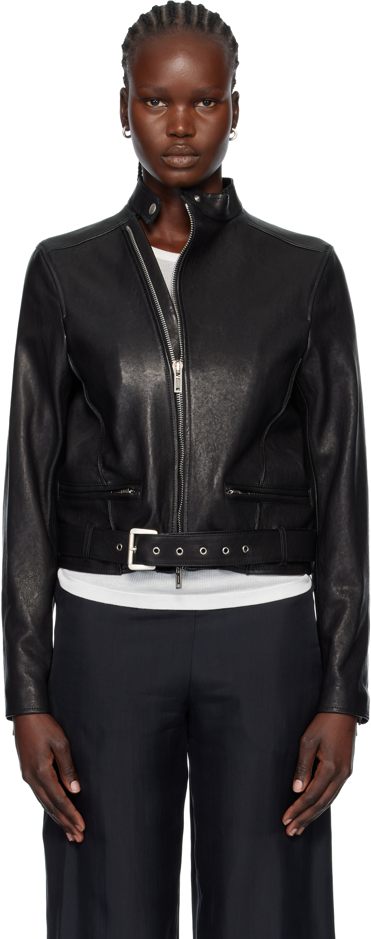 Ann Demeulemeester - Black Ikra Fitted Leather Biker Jacket