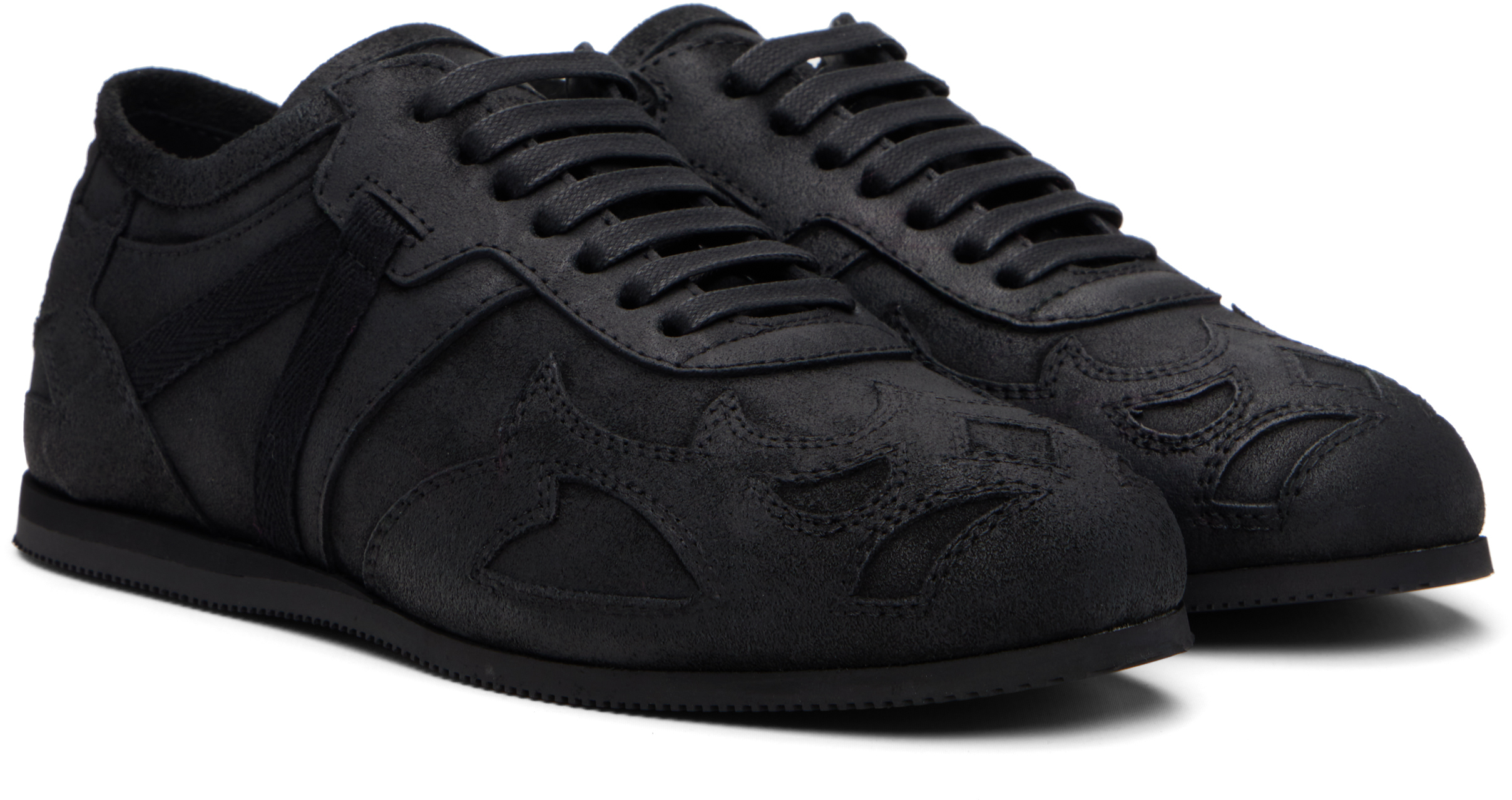 Ann Demeulemeester - Black Milton Low-Top Boxing Sneakers