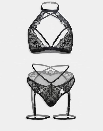 Ann Summers Ann Summers Rosella crotchless lingerie set in black