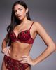 Ann Summers Ann Summers Shimmering padded plunge bra in red/pink - 4