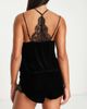 Ann Summers Ann Summers velvet cami short set with lace insert and strapping detail in black - 2